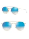 Ray-Ban Round Double-Bridge RB3647 Glass Sunglasses - Gold/Silver Gradient Flash Mirror - Standard