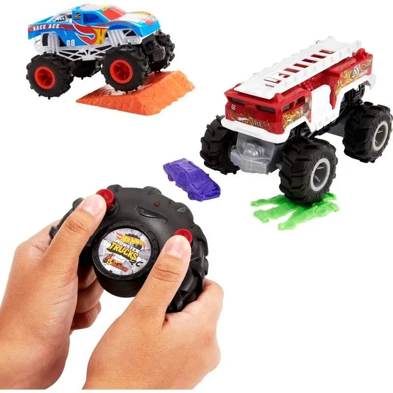 Hot Wheels RC Monster Trucks 2-Pack 1 Race Ace &amp; 1 HW 5-Alarm in 124 Scale Fu...