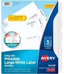 Avery Big Tab Printable Large Label Tab Dividers 5-Tab White 4 Sets 14438