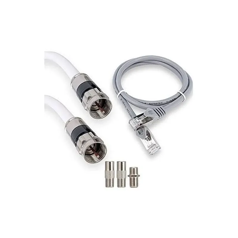 RELIAGINT 30ft, RG6 White Coaxial Cable with F Pin Connector, F81 Double Female ...