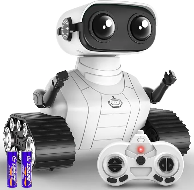 Hamourd Robot Toys for Boys Girls, Rechargeable Remote Control Emo Robots with Auto-Demonstration, Flexible Head & Arms, Dance Moves, Music, Shining LED Eyes for 5+ Years Old Kids