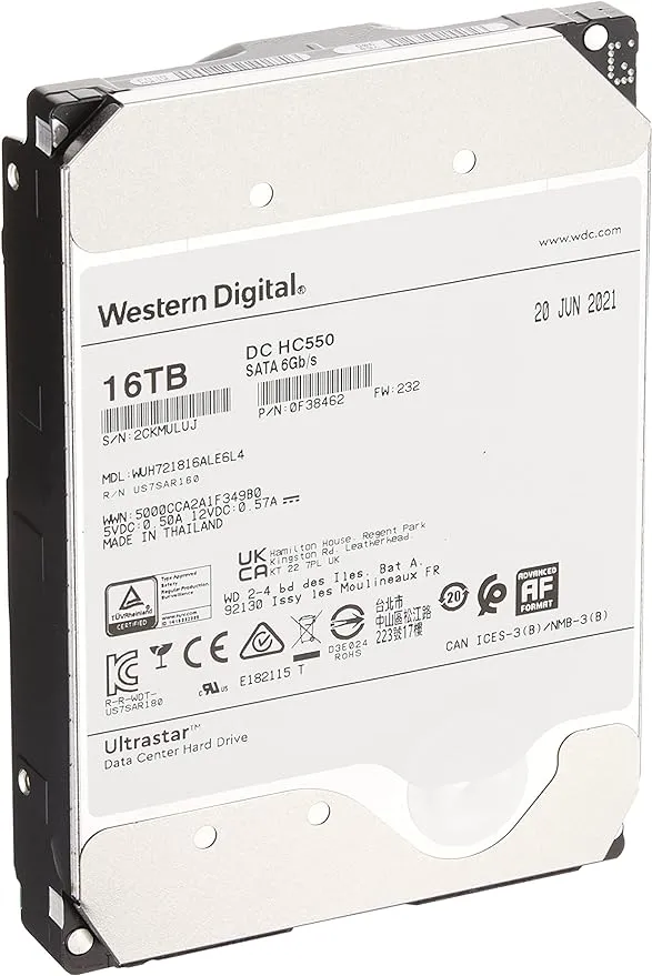 WD Ultrastar DC HC550 0F38462 16 TB Hard Drive - 3.5" Internal - SATA