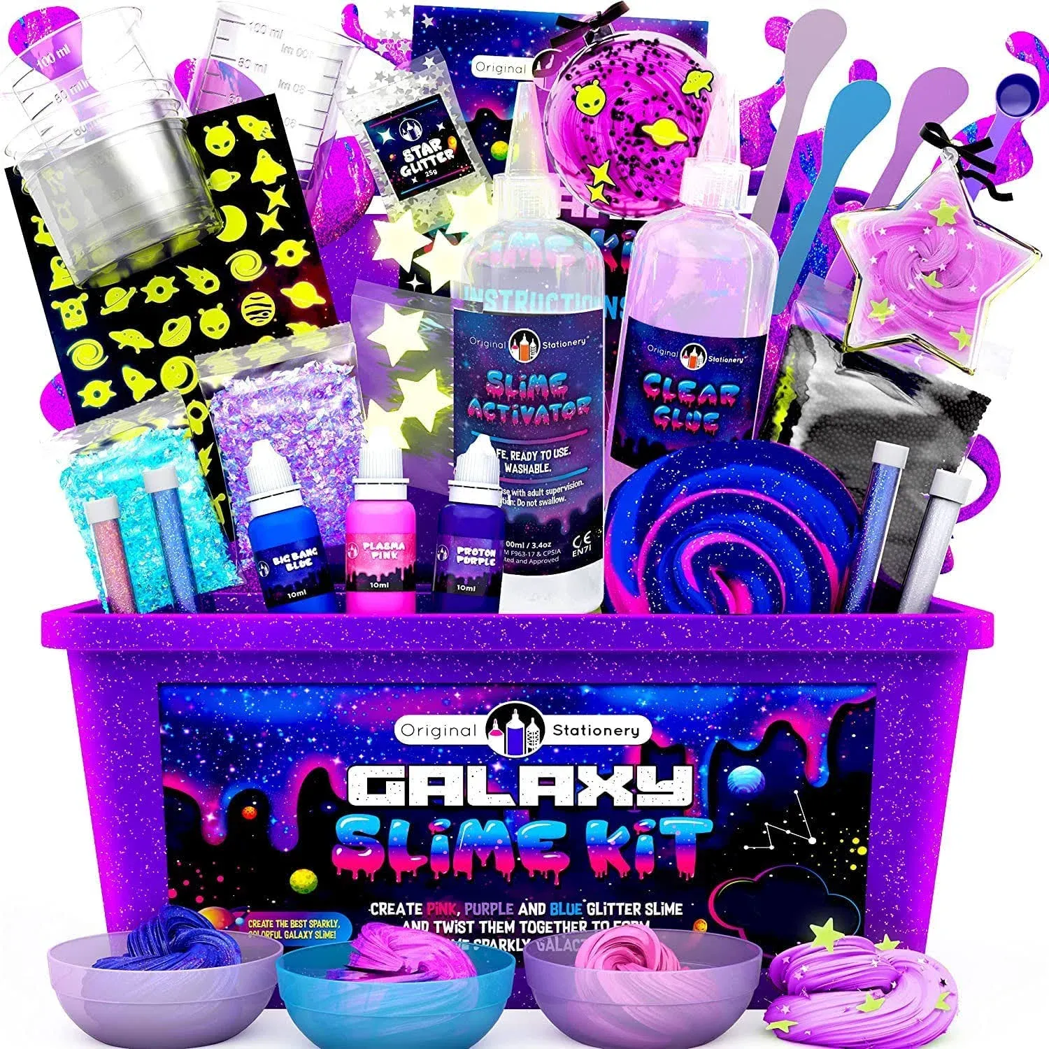 Original Stationery Galaxy Slime Making Kit with Glow in The Dark Stars to Make