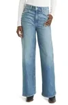 Shop Paige Leenah High Waist Ankle Wide Leg Jeans In Waterfront Distressed