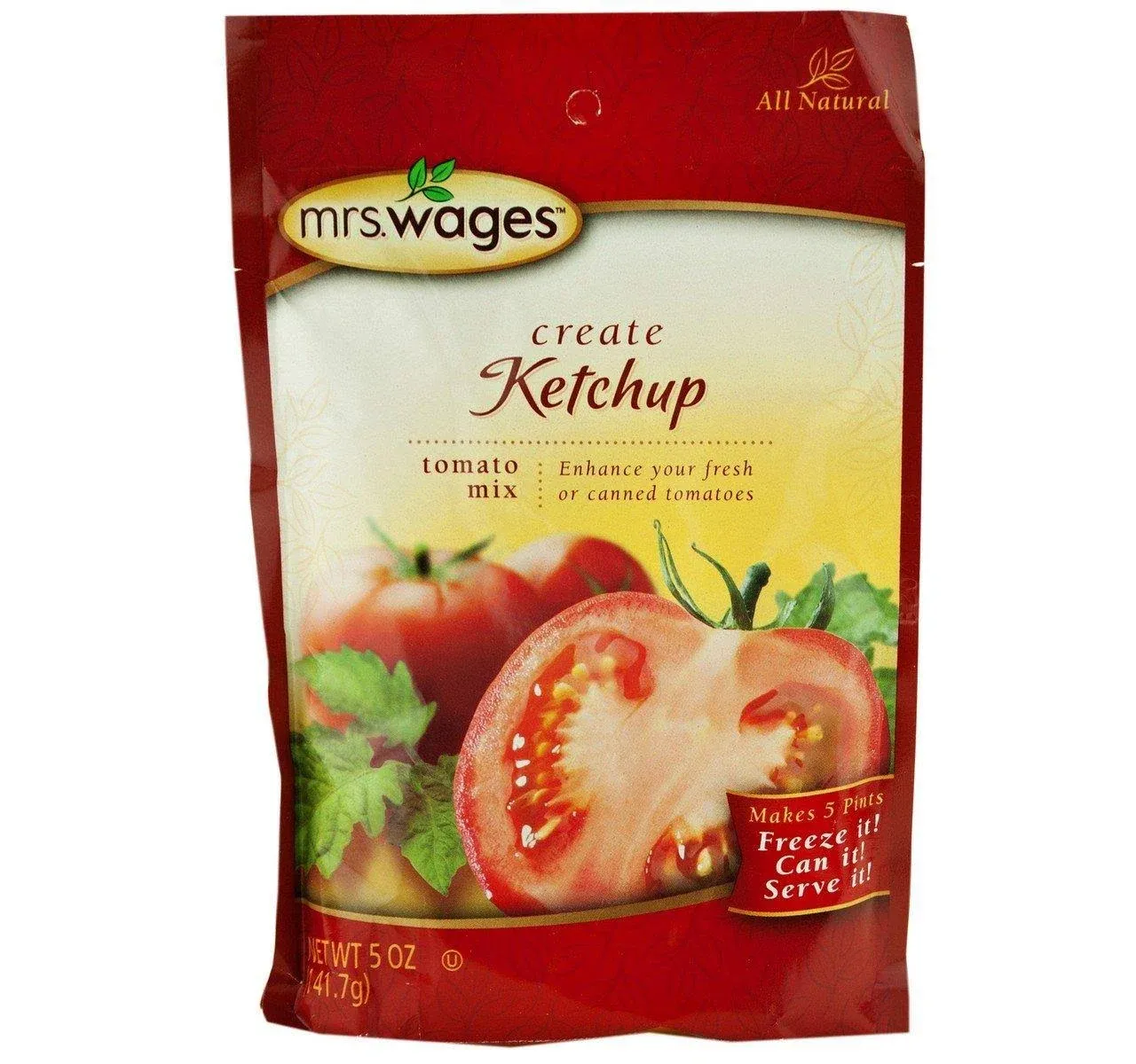 Mrs. Wages Ketchup Tomato Seasoning Mix, 5 Oz. Pouch (Pack of 4)