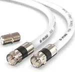 G-PLUG 50FT RG6 Coaxial Cable Connectors Set – High-Speed Internet, Broadband and Digital TV Aerial, Satellite Cable Extension – Weather-Sealed Double Rubber O-Ring and Compression Connectors White