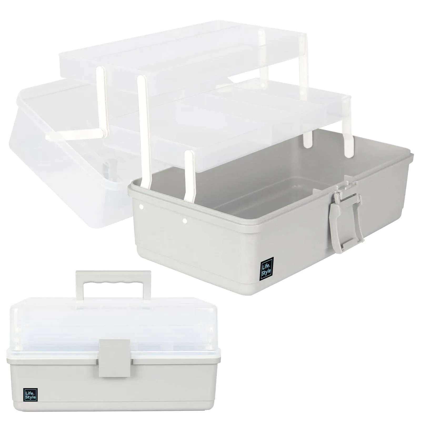 3-Layers Plastic Portable Storage BoxHousehold Plastic Craft Supply Box with ...