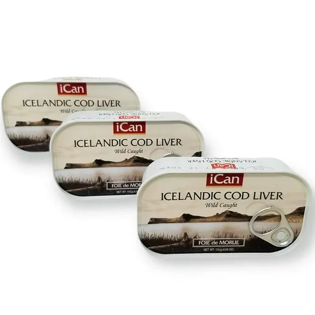 Ican Icelandic Wild Cod Liver 4.06oz/115g Pack of 3