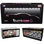 Black Collectible Display Show Case Illumicase+ with LED Lights and Mirror Base and Back for 1/64 1/43 1/32 1/24 1/18 Scale Models