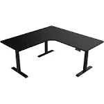 Hanover 73-In. L-Shaped Sit or Stand Electric Height Adjustable Desk with Triple Motor System, Black