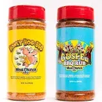 Meat Church BBQ Rub Combo: Honey Hog (14 oz) and Holy Gospel (14 oz) BBQ Rub and Seasoning for Meat and Vegetables, Gluten Free, One Bottle of Each