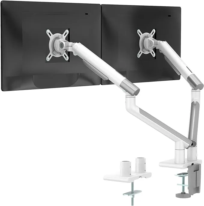 Wali Dual Monitor Stand White Arms Vesa Mounts, Para 2 Monit