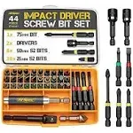 44pc Impact Drill Driver Screw Bit Set with Popular PZ &amp; PH Sizes