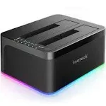 Inateck RGB SATA to USB 3.0 Hard Drive Docking Station with Offline Clone, for 2.5 and 3.5 Inch SATA HDD and SSD, Supports UASP, SA02004 Black