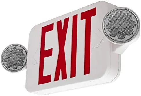 Lfi Lights - Hardwired Red Compact Combo Exit Sign Emergency Egress Light - High Output - COMBORJR2