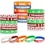 Gatherfun Football Wristband Silicone Bracelets Sport Themed Party Accessories Gift for football Tailgate Birthday Party Decorations Party Favors for Kids and Adults 35 Pack, 5 Designs