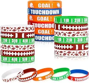 Gatherfun Football Wristband Silicone Bracelets Sport Themed Party Accessories Gift for football Tailgate Birthday Party Decorations Party Favors for Kids and Adults 35 Pack, 5 Designs