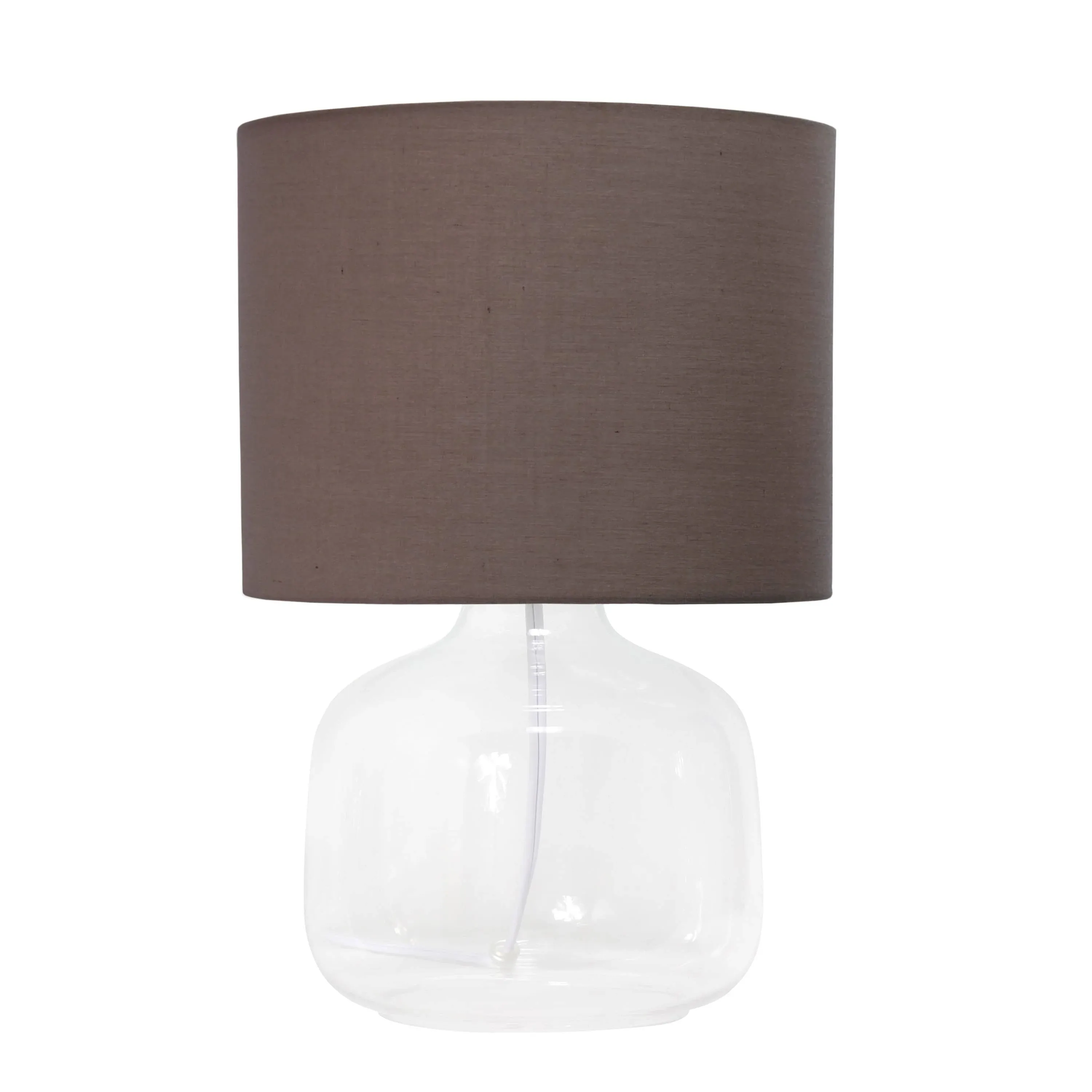 Simple Designs - Glass Table Lamp with Fabric Shade - Clear/Gray