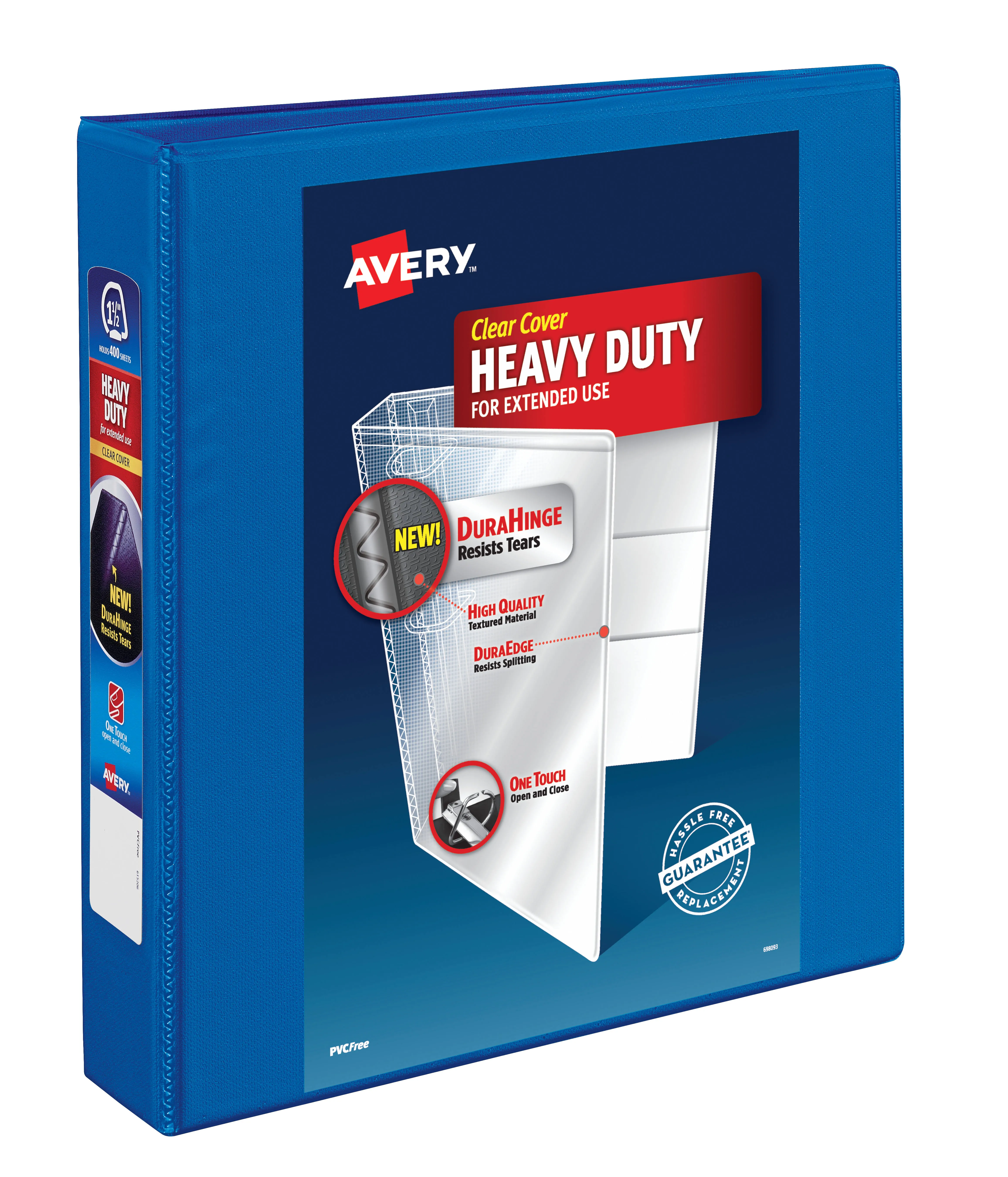 Avery&#xAE; 79722 Pacific Blue Heavy-Duty View Binder with 1 1/2&quot; Locking One Touch Slant Rings