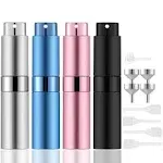 Lil Ray 8ml Portable Mini Perfume Atomizer(4 PCS),Refillable Empty Small Spray Bottle for Travel Twist Tpye Pocket Cologne Sprayer (Matte Black