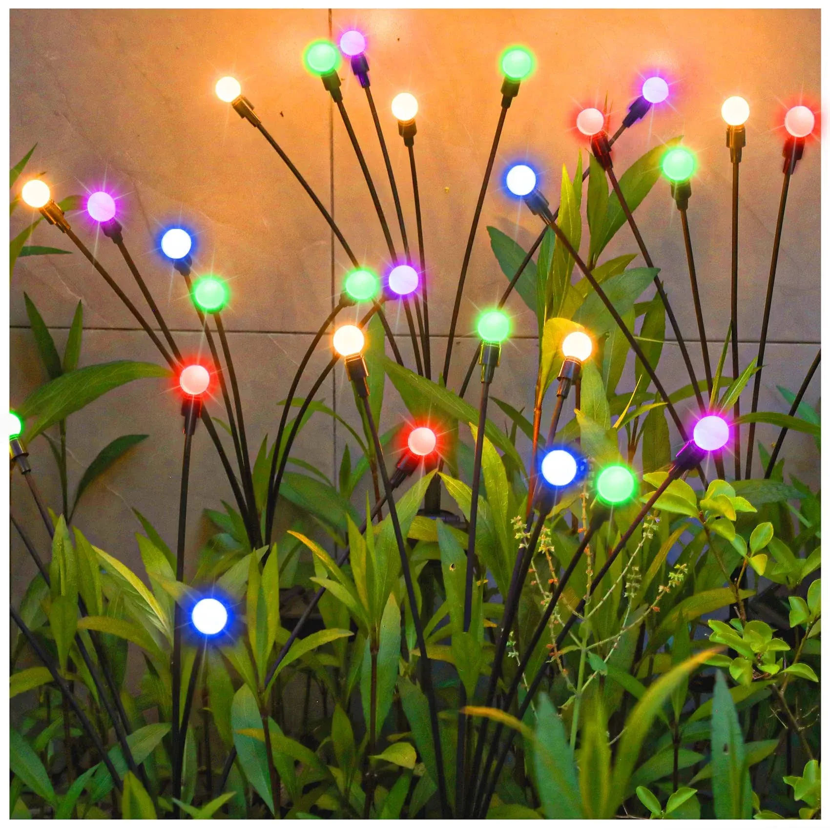 TONULAX Solar Garden Lights, Starburst Swaying Light - Swaying When Wind Blows, Solar Lights Outdoor Decorative, Color Changing RGB Light for Yard