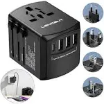 LENCENT Worldwide Universal Travel Adaptor 4 USB Multi-Plug Type C Dual Fuse