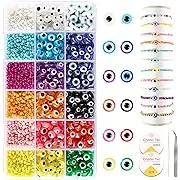 PHUNTTEK 2400pcs Seed Beads and Evil Eye Beads Halloween Beads for Jewelry Making ...