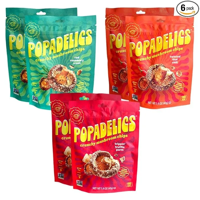 Popadelics Crunchy Mushroom Chips Variety Pack