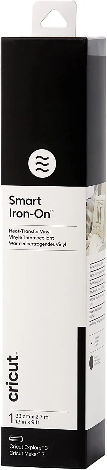 Cricut Smart Iron On | Black | 2.7 m (9 ft) | Heat Transfer Vinyl Roll (HTV) | for use with Cricut Explore 3 and Cricut Maker 3