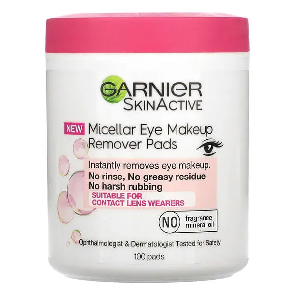 Micellar Eye Makeup Remover Pads, 100 Pads (Pack of 2)