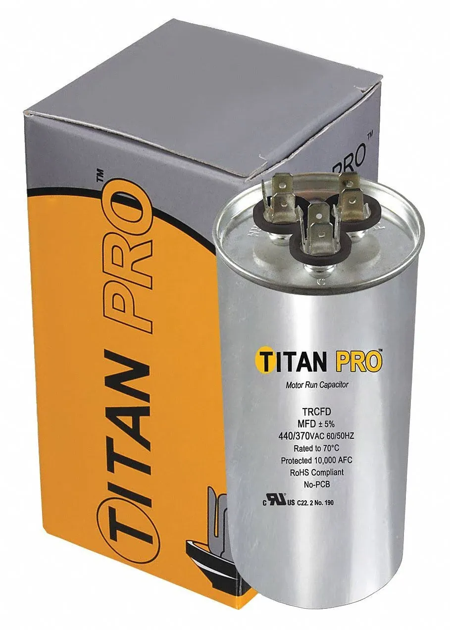 TITAN PRO Run Capacitor 40+5 MFD 440/370 Volt Round TRCFD405 (O20539-3 A) BIN#16