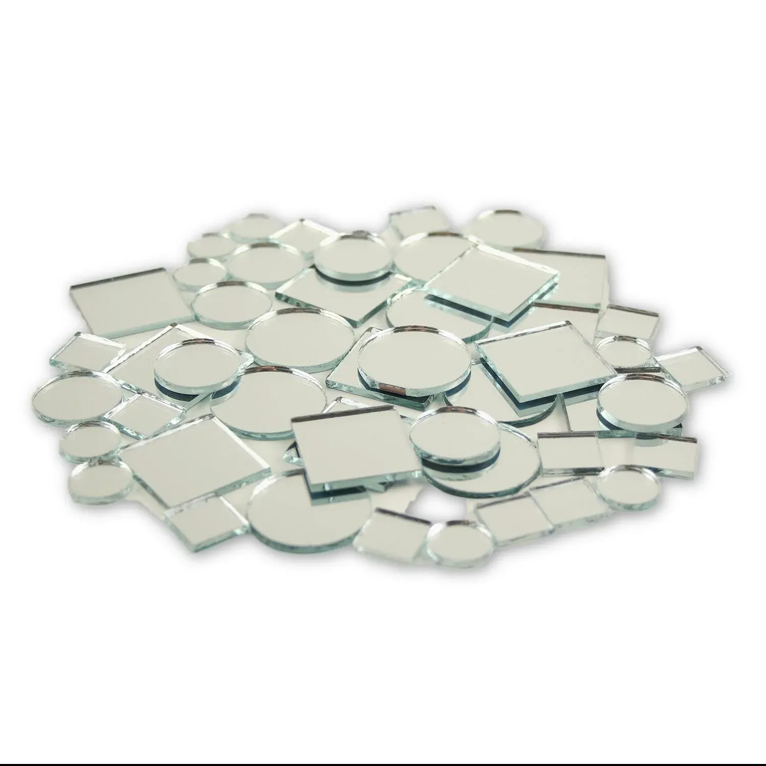 Small Mini Square & Round Craft Mirrors Assorted Sizes Mirror Mosaic Tiles 1/2-1 inch 100 Pieces, Size: 0.5 & 1