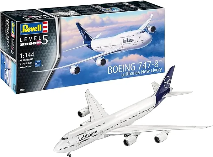 Revell 03891 Boeing 747-8 "Lufthansa" New Livery 1:144 Scale Unbuilt/Unpainted Plastic Model Kit