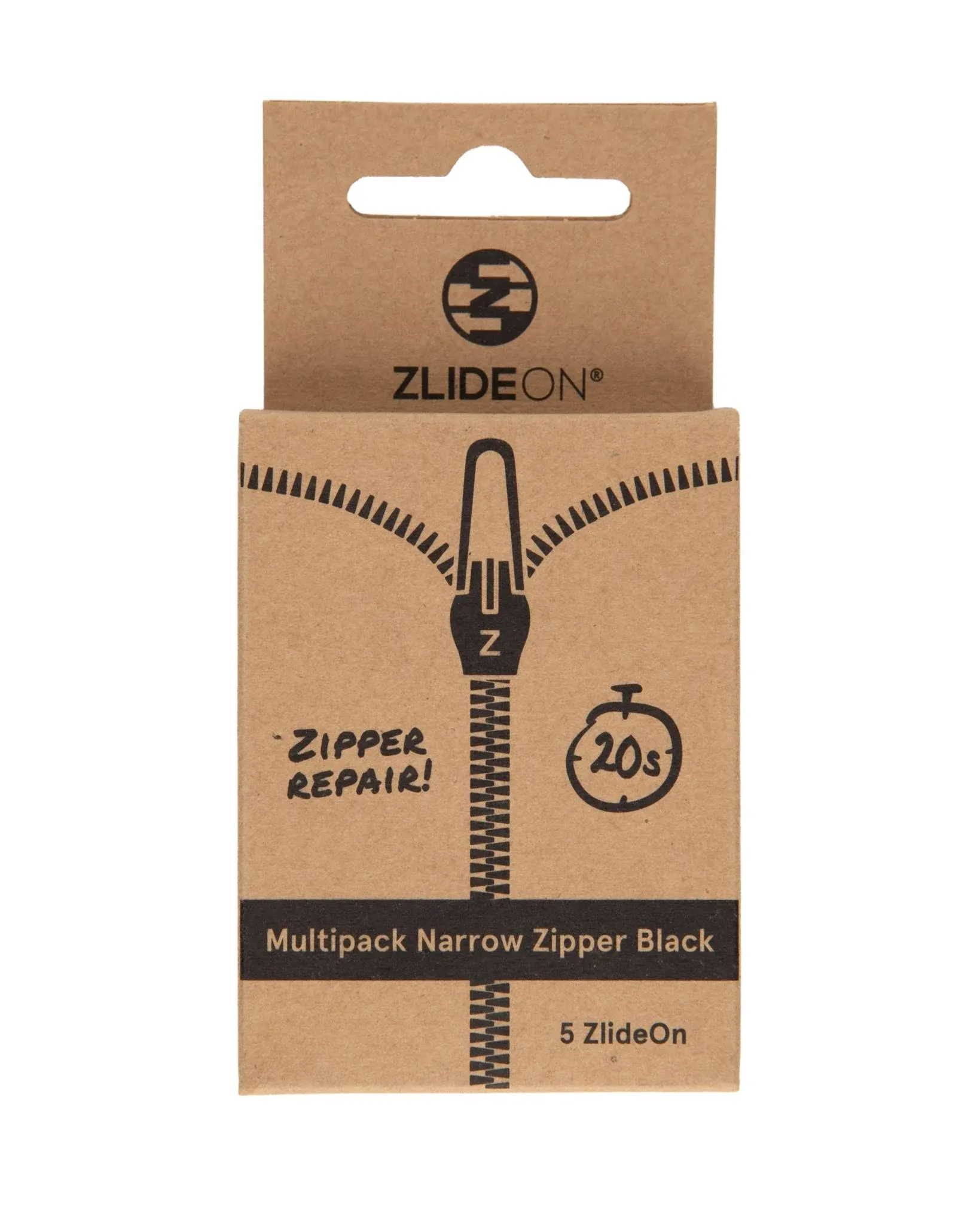 ZlideOn Zipper Pull Replacement - 5pcs, Black, Narrow - Instant Zipper Replacement Slider Multipack