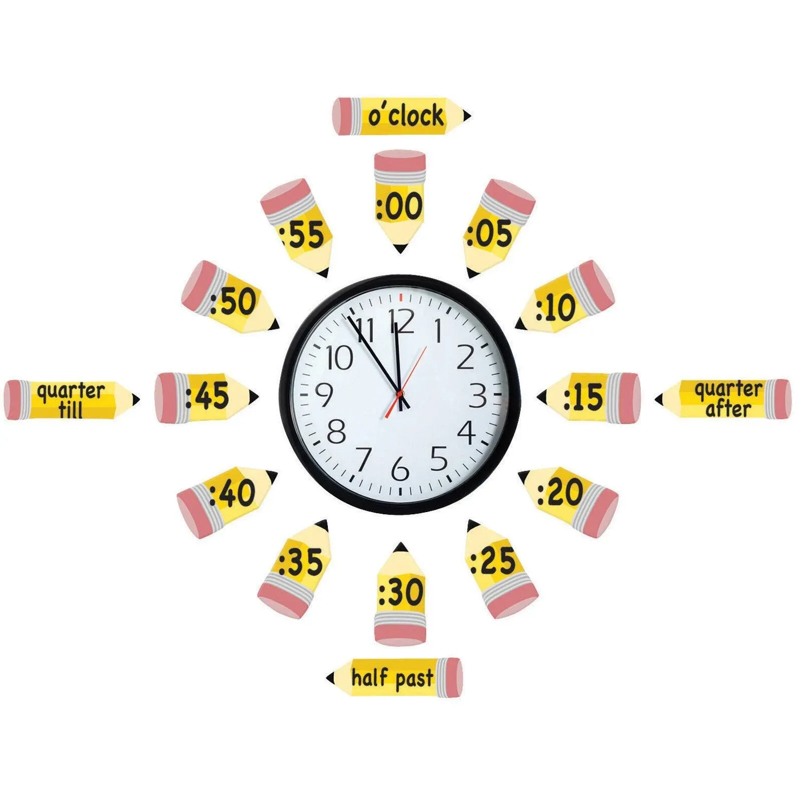 Eureka 'Telling Time' Bulletin Board Analog Clock Practice, 4pc, 17'' W x 24'' L, Model Number: 847423-AWZM