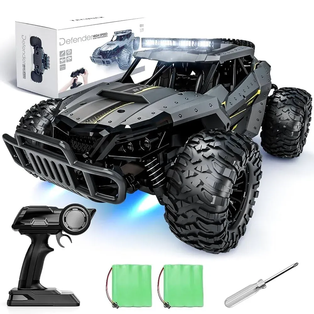 Tecnock Remote Control Car, 1:16 Scale 25 Km/h Fast RC Cars for Adults,2.4GHz Off Road RC Truck Toys with LED Headlight and Rechargeable Battery