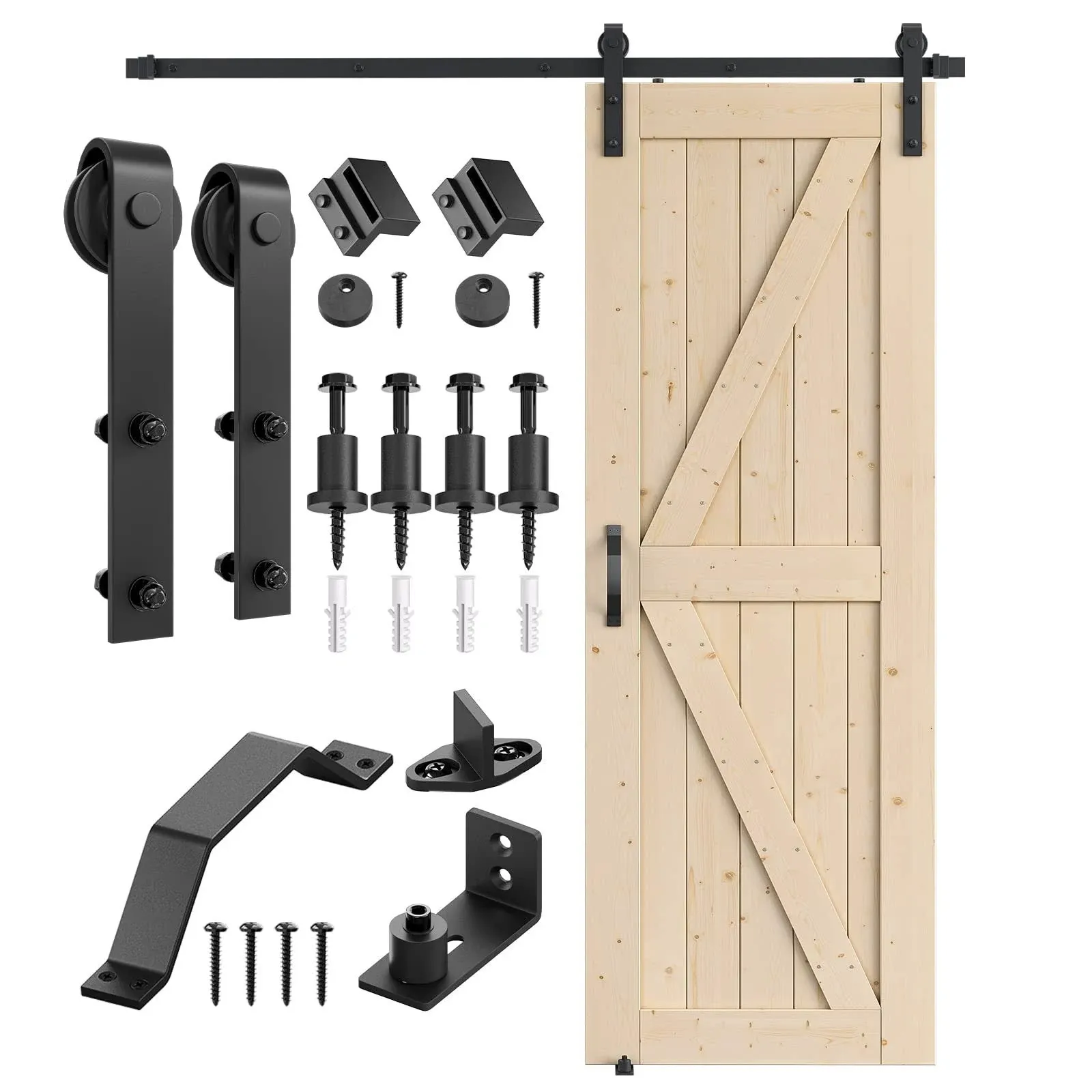 SMARTSTANDARD 84in Sliding Barn Door Barn Door Hardware Kit Handle