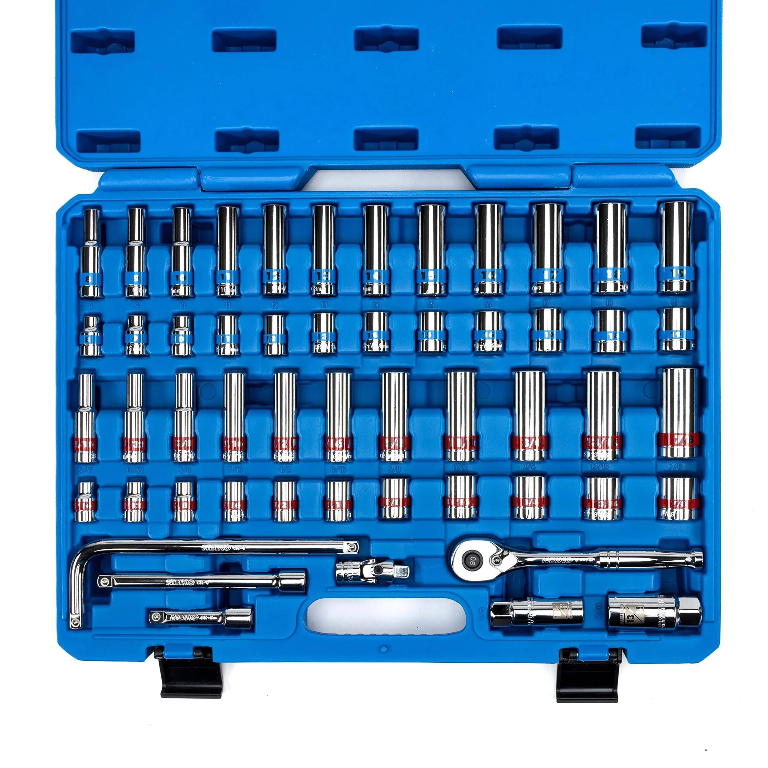 02513A 3/8-Inch-Drive Ratchet and Socket Set, 53-Piece, Standard and Deep SAE Si