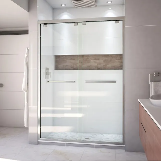 DreamLine Encore 50-54"W x 76"H Semi-Frameless Bypass Shower Door, Brushed Nickel