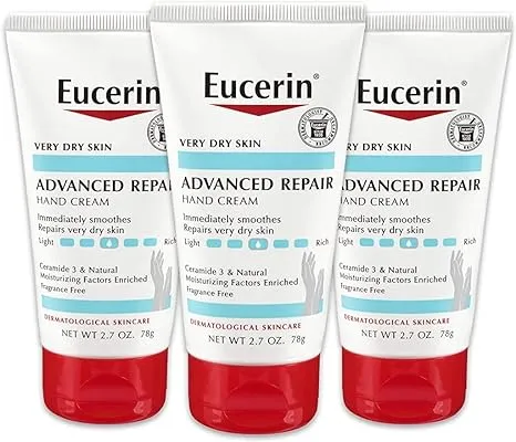 Eucerin Advanced Repair Hand Cream, Travel Size Hand Cream, 2.7 Oz Tube, White