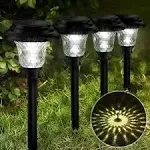 Balhvit Glass Solar Lights Outdoor, 8 Pack Super Bright Solar Pathway Lights, Up