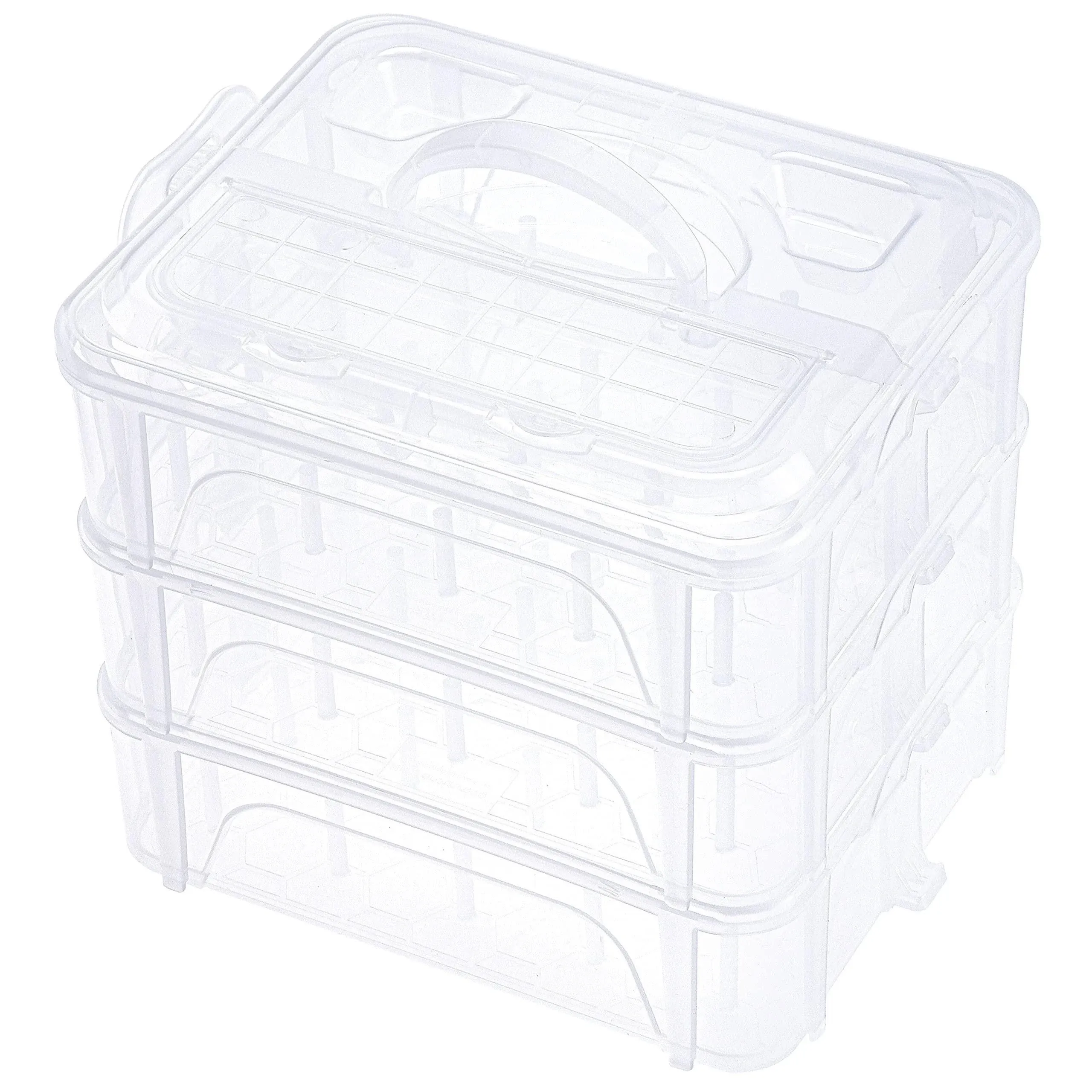 4 Layers Stackable Clear Storage Box/Organizer for Holding 80 Spools Home Emb...