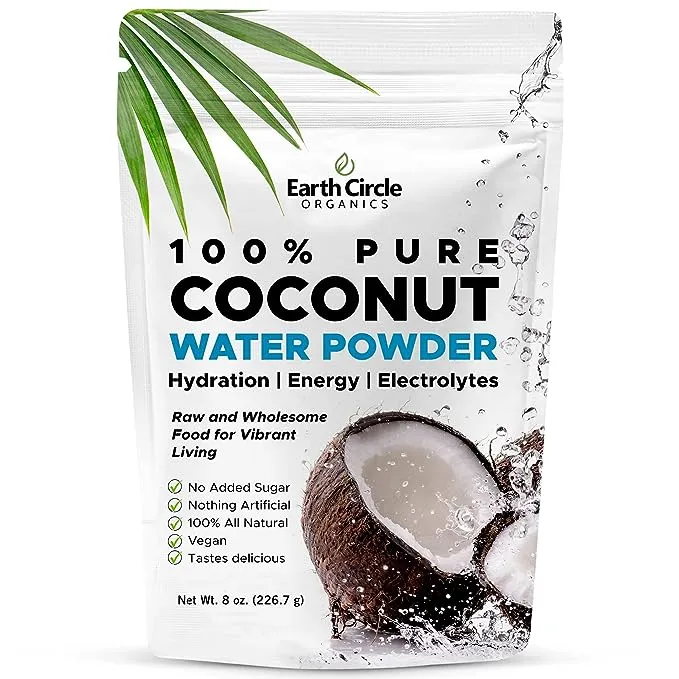 Earth Circle Organics Pure Coconut Water Powder | Hydration | Energy and Electrolyte Supplement | No Additives or Added Sugar | Vegan | Gluten Free - 8oz