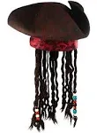 Nicky Bigs Novelties Child Buccaneer Caribbean Tricorn Pirate Hat Dreadlocks Hair Costume Cap Brown