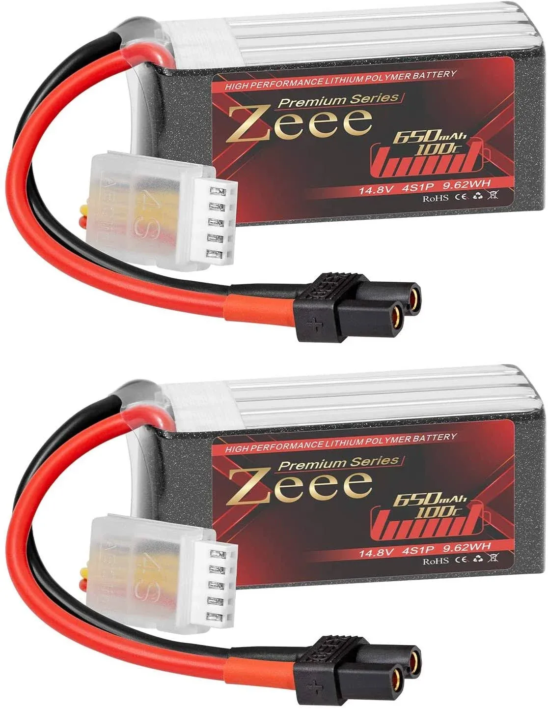 Zeee Premium Series 14.8V 4S Lipo Battery 100C 650mAh with XT30 Plug for FPV ...