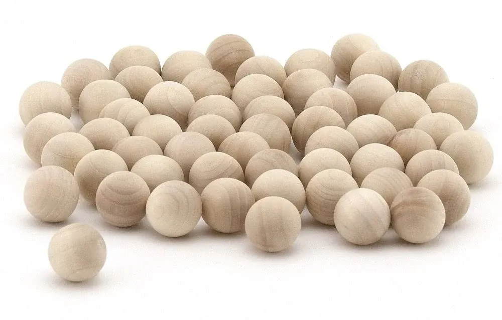 Wood Craft Balls - Unfinished Natural Wooden Ball - 3/4 Inches, 72 Pack