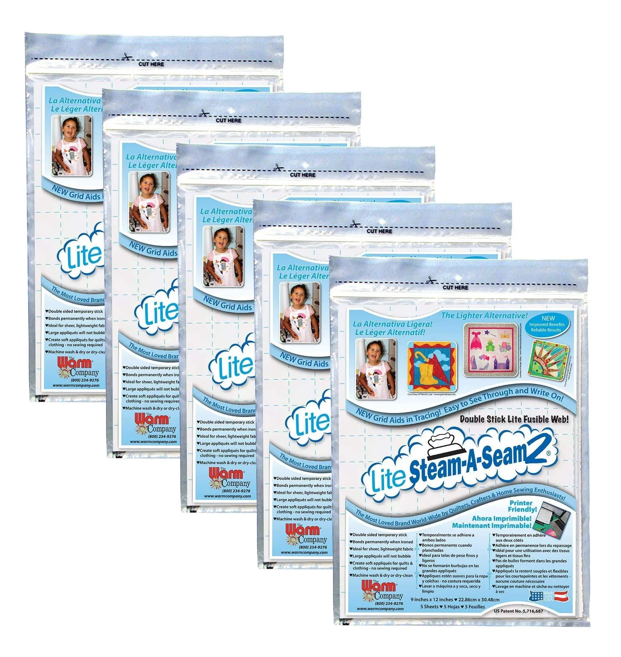 Lite Steam-a-Seam2 Fusible Web Sheets - 3 Pack (5 sheets each) 9&#034; x 12&#034;