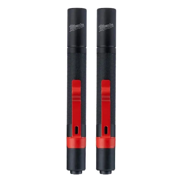 Milwaukee 2105P Penlight 100 Lumen With Protective Rubber Bite Zone, Waterproof, Dustproof 3hr Run Time, High Beam,43m Distance, Value 2-Pack