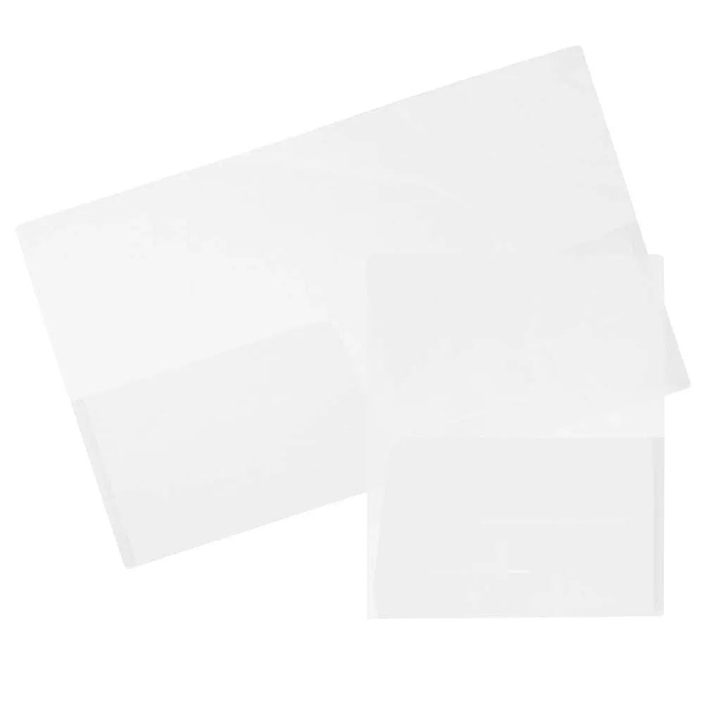 JAM Paper 2-Pocket Folders, Clear, 12/Pack (381CLEARA)