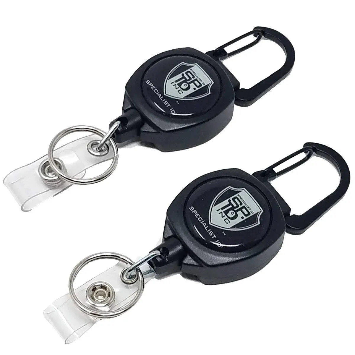 2 Pack - Heavy Duty Retractable Badge Reel with ID Holder Strap & Keychain - Strong Sidekick Carabiner Belt Loop Clip - Retracting Lanyard with Kevlar